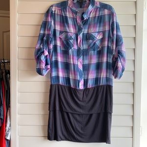 Bcbg plaid top with connected stretch skirt
